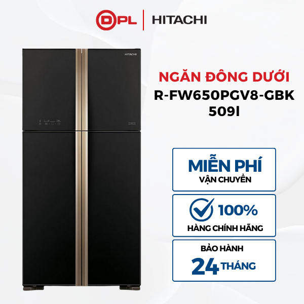 Tủ lạnh Hitachi 4 cánh Ngăn Đông Trên 509Lít R-FW650PGV8-GBK - Ngăn rau quả dung tích lớn