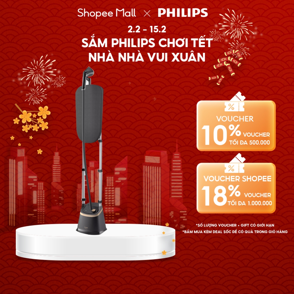 Bàn ủi hơi nước đứng Philips STE3170/80 - 2000W, màu Đen, dung lượng bình chứa 2L