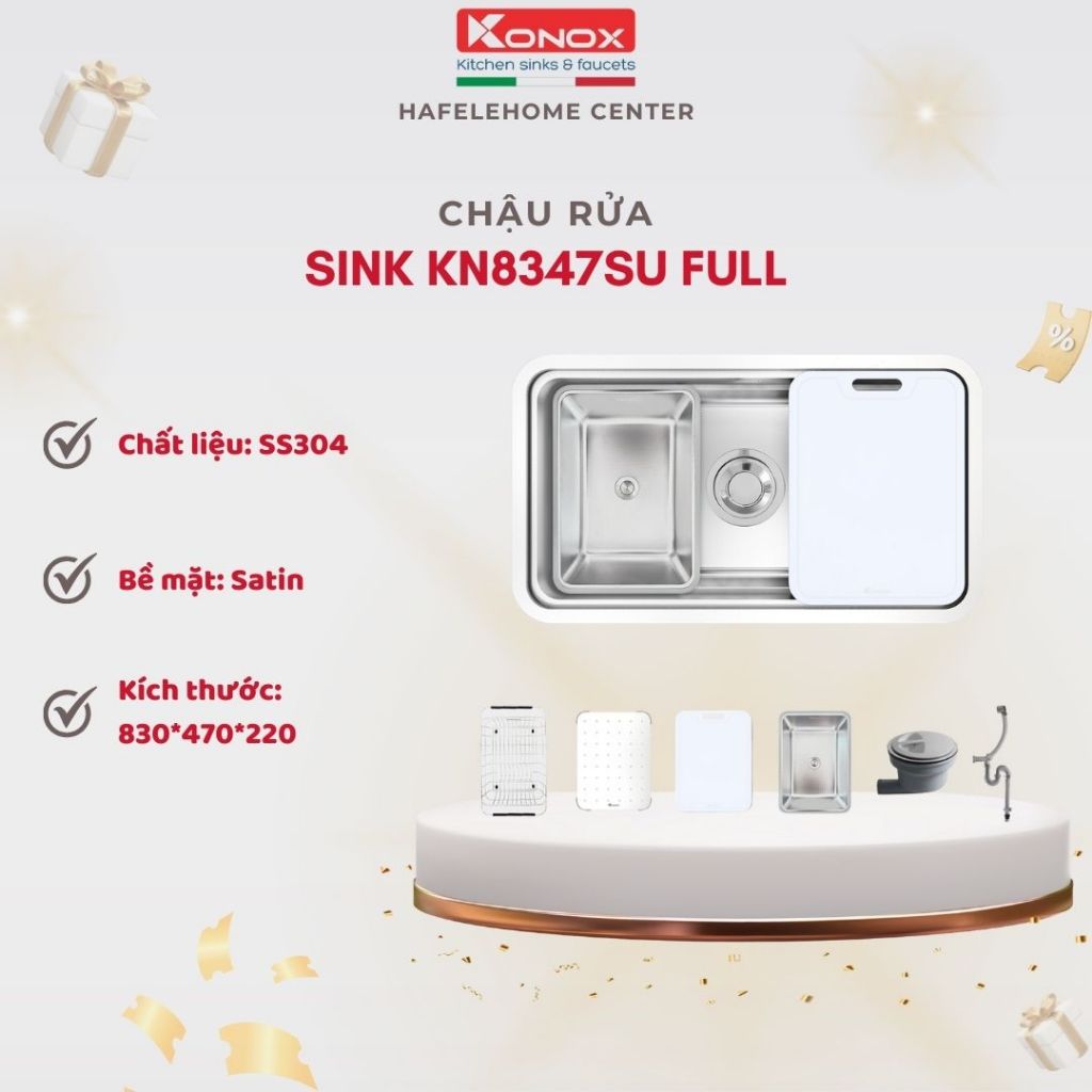 Chậu Rửa Chén Konox KN8347SU – Undermount Sink, Thiết Kế Tinh Gọn, Đẹp