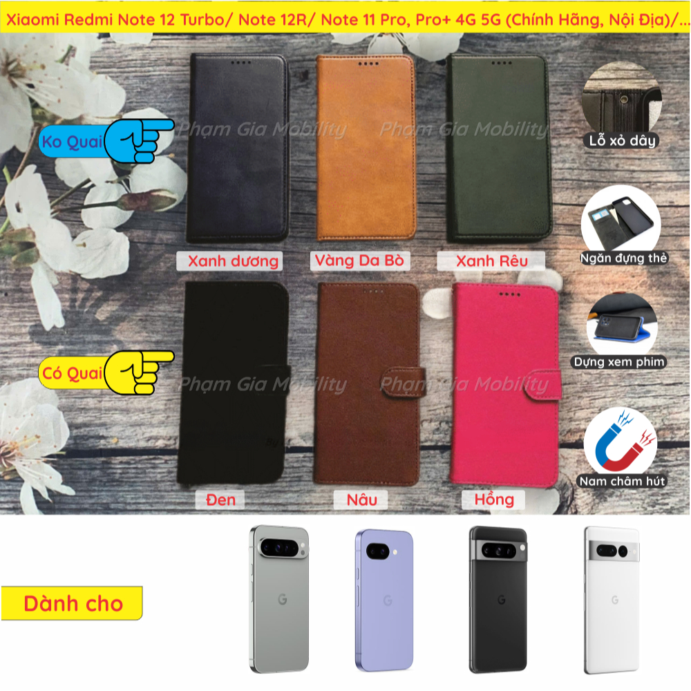 Bao da cho Google Pixel 9 9A Pro XL/ GG 8 8a Pro/ Pixel 7 7a Pro/ 6, 6 Pro chất liệu da cao cấp, có 