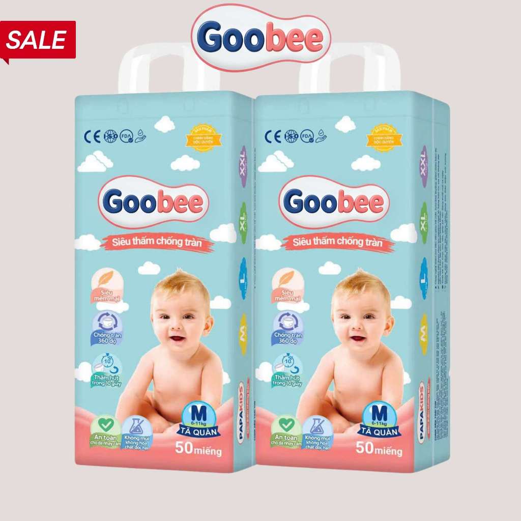 COMBO 100 miếng bỉm Goobee  bạn sẽ yên tâm hơn trong việc chăm sóc bé yêu của mình. Bỉm có dán sau tiện lợi