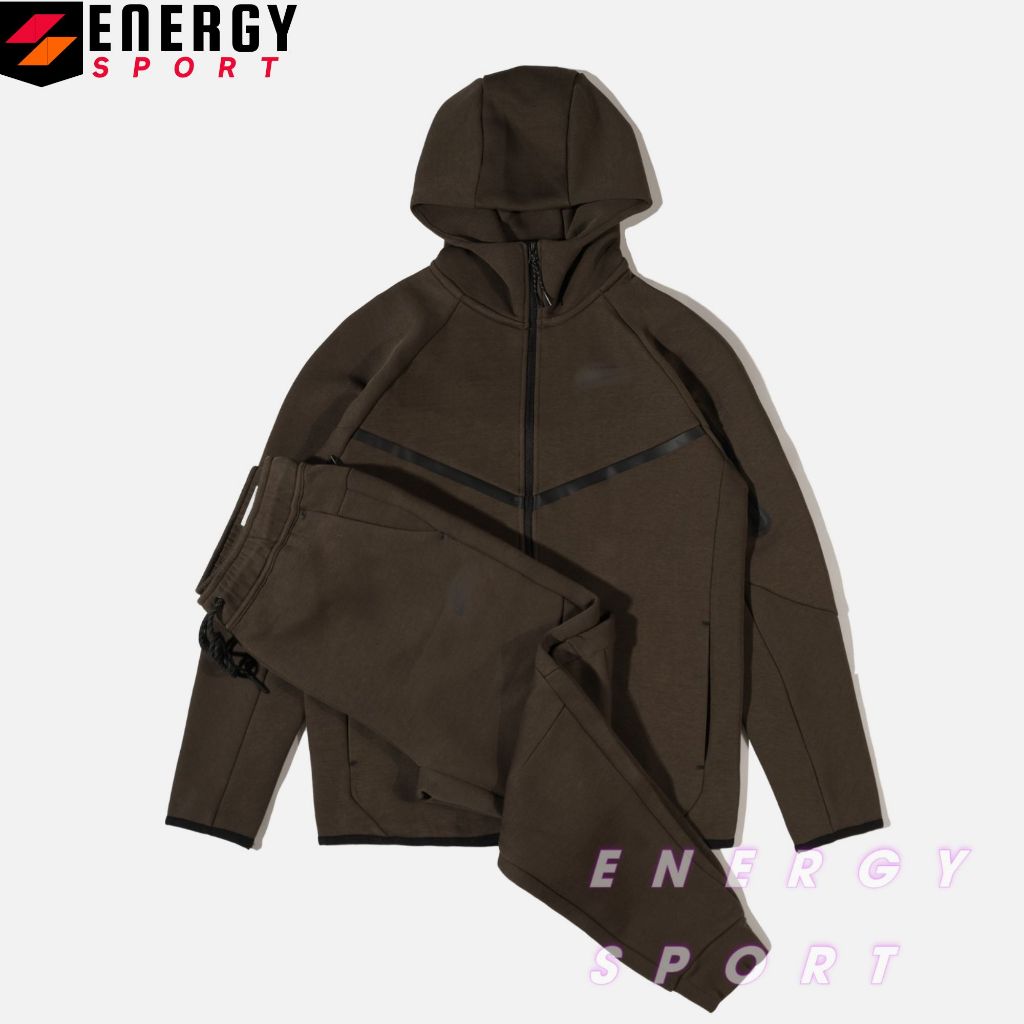 Bộ Quần Áo Thể Thao Cao Cấp Hoodie Ntech Fleece Nâu Cafe