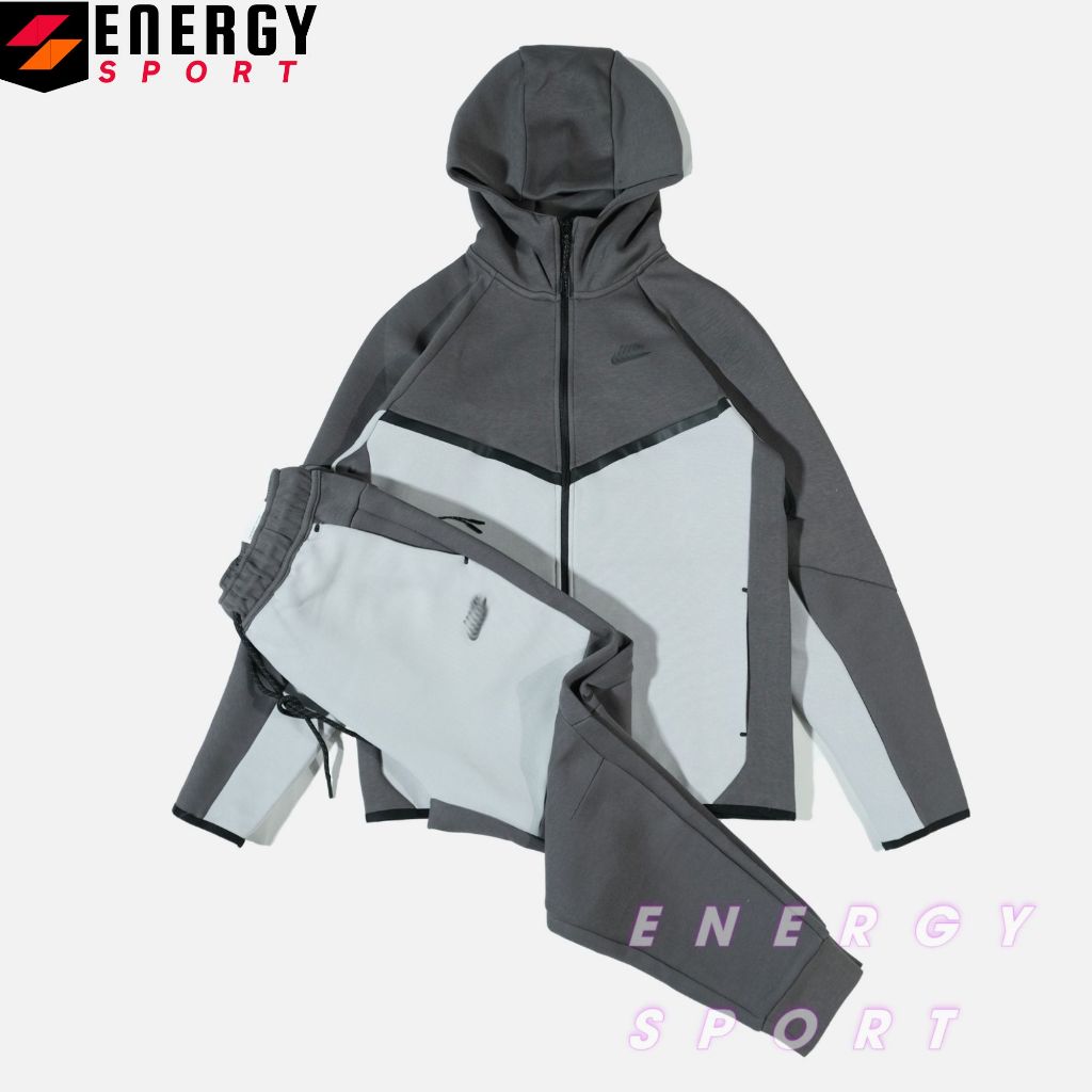 Bộ Quần Áo Thể Thao Cao Cấp Hoodie Ntech Fleece Ghi