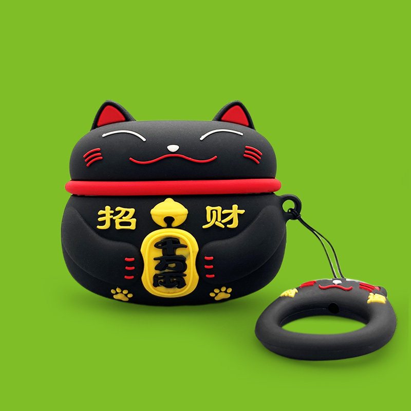 vỏ ốp case airpods pro3/4/pro2/pro/3/2-ốp tai nghe airpod mèo thần tài đen tài lộc-ốp airpod mèo