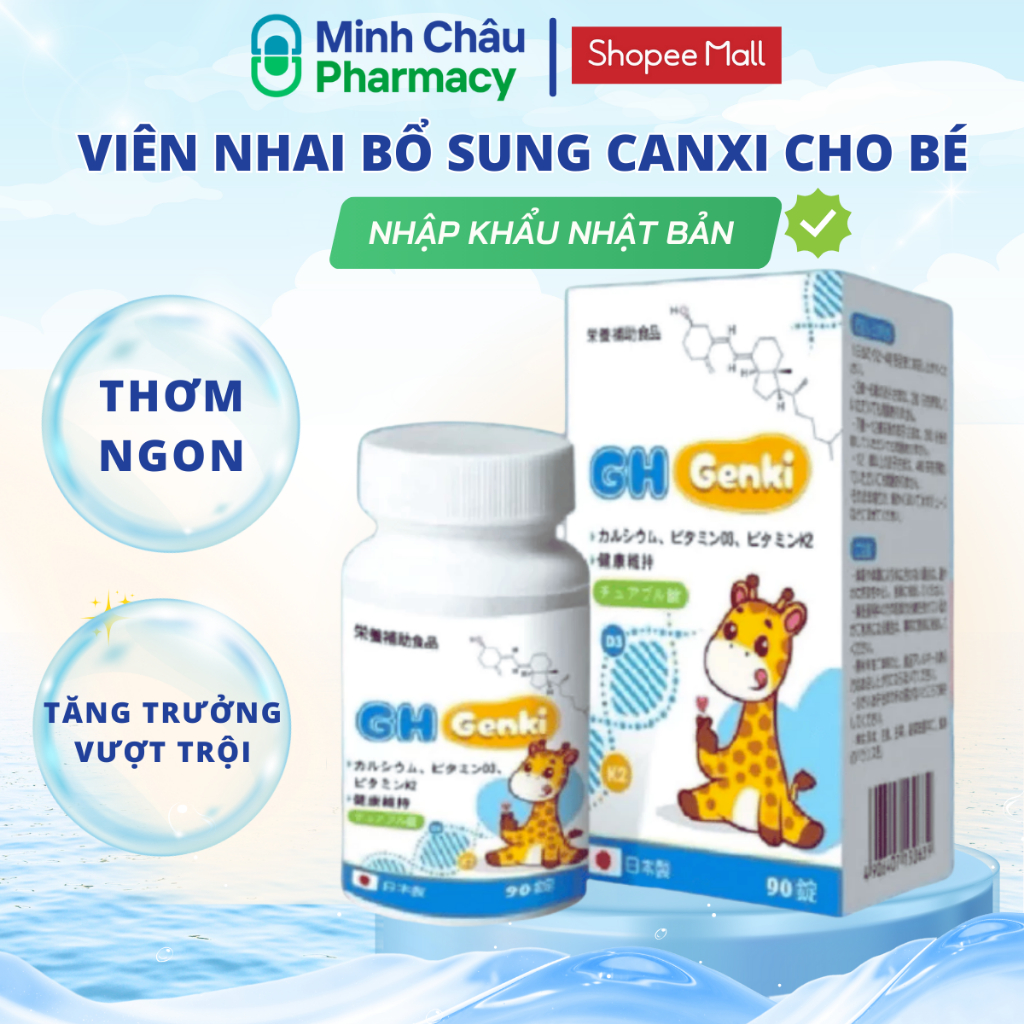Viên nhai bổ sung Canxi cho bé GH - Genki Nhật Bản, vị trái cây thơm ngon bé rất thích