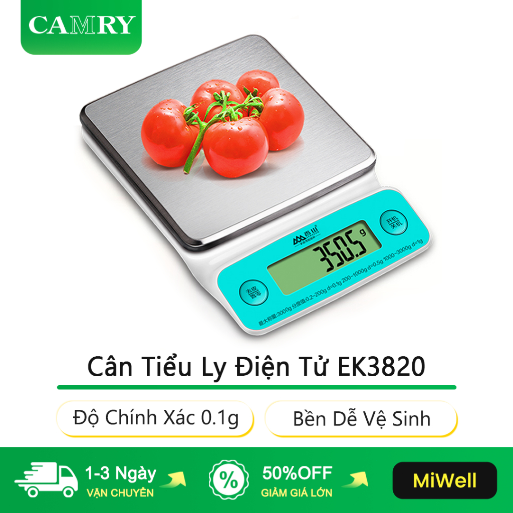 CAMRY Cân Tiểu Ly Điện Tử EK3820 Độ Chính Xác 0.1g Bền Dễ Vệ Sinh Thép Không Gỉ Kitchen Scale Cân Ti