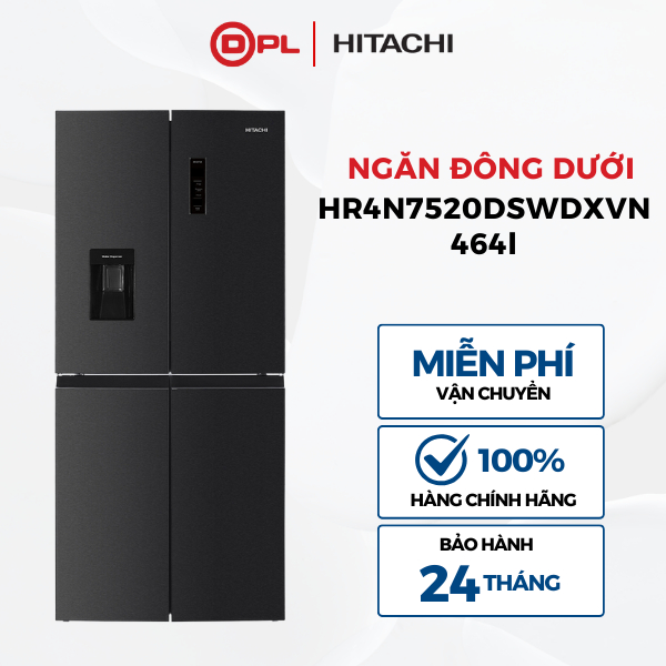 Tủ lạnh Multi Door Hitachi 464 lít HR4N7520DSWDXVN Inverter - Lấy nước bên ngoài, màn hình cảm ứng