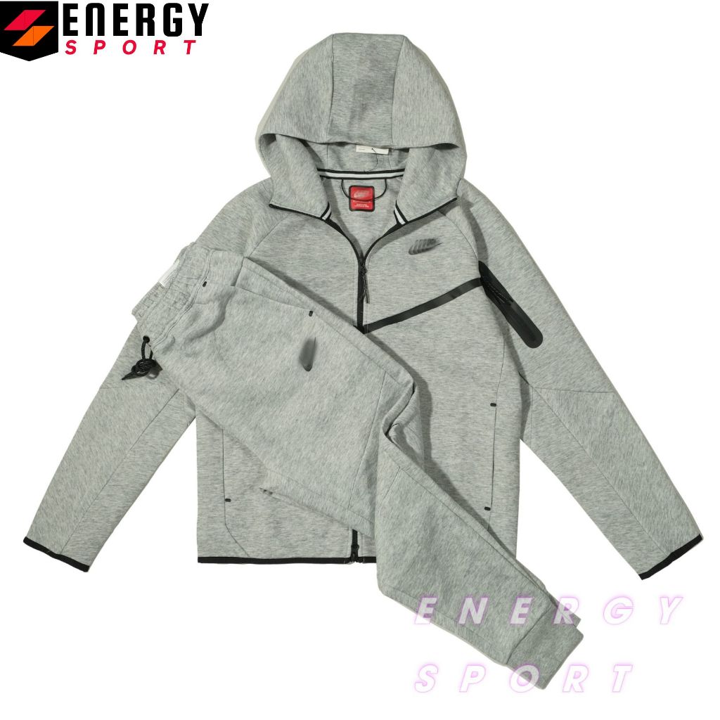 Bộ Quần Áo Thể Thao Cao Cấp Hoodie Ntech Fleece  Xám