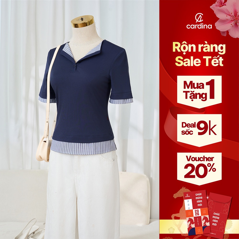 Áo tăm mềm nữ CARDINA tay lỡ phối cổ 5AFL02