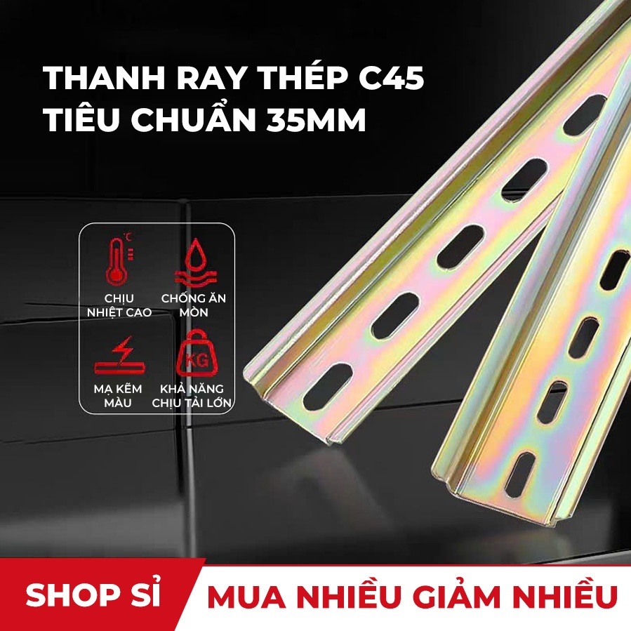 Thanh Ray Gắn CB Delixi, Aptomat Nhôm, Thanh Nhôm Cài Tủ Điện, Thanh Gài Át 10cm, 20cm, 30cm