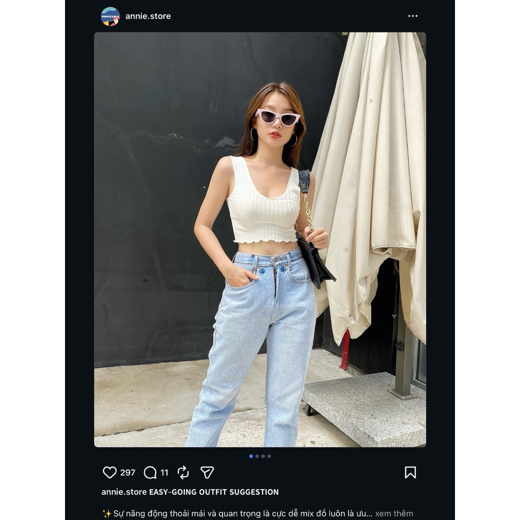Pass Áo Thun Croptop Trắng V Neck Sleeveless của Annie.Store Used SP28