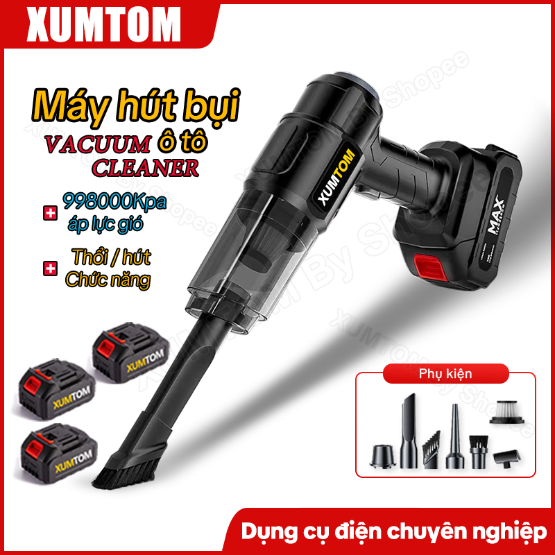 Máy Hút Bụi Không Dây,Lực hút 998.000Pa,Công suất 200W,Chung chân Pin Makita 4cm,Máy hút bụi cầm tay mini,Bảo hành 1 năm
