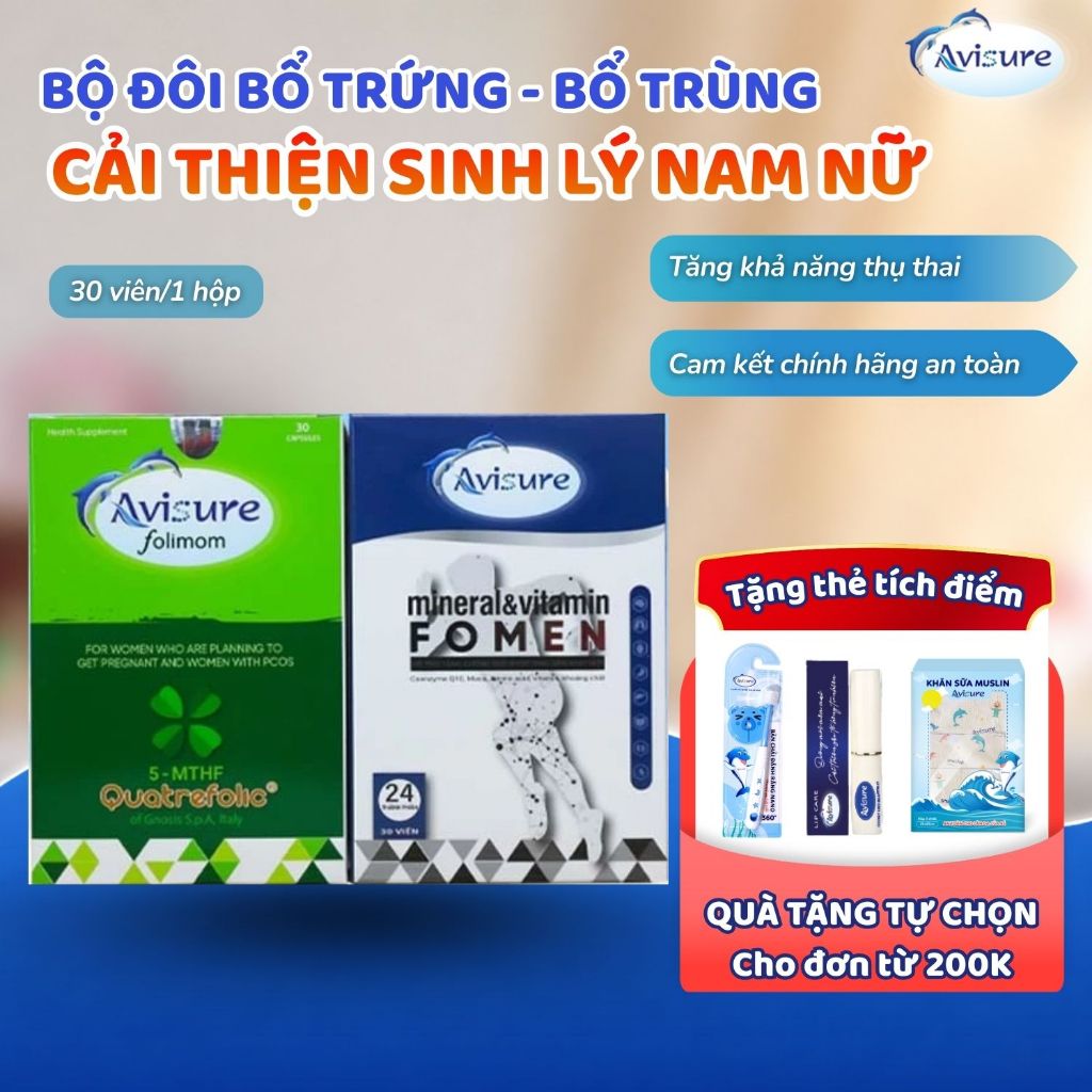 Bộ đôi bổ trứng - bổ trùng Avisure Folimom - Fomen hỗ trợ sinh sản cho cặp đôi