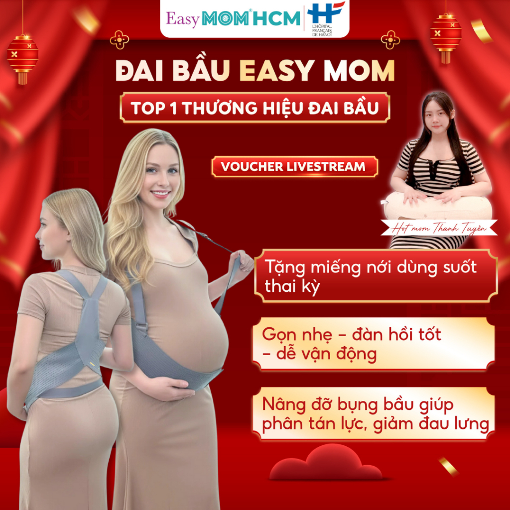 [HỎA TỐC HCM] Đai nâng đỡ bụng bầu Easy MOM  giảm đau lưng, chống rạn bụng giúp mẹ bầu cảm thấy dễ c