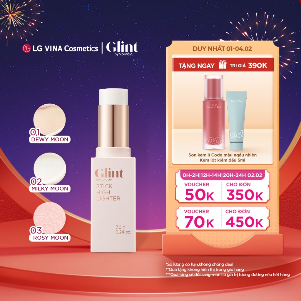 [LG Makeup VN] Nhũ bắt sáng highlight Glint dạng thỏi 7g chứa bột ngọc trai, tiện lợi, dưỡng ẩm da