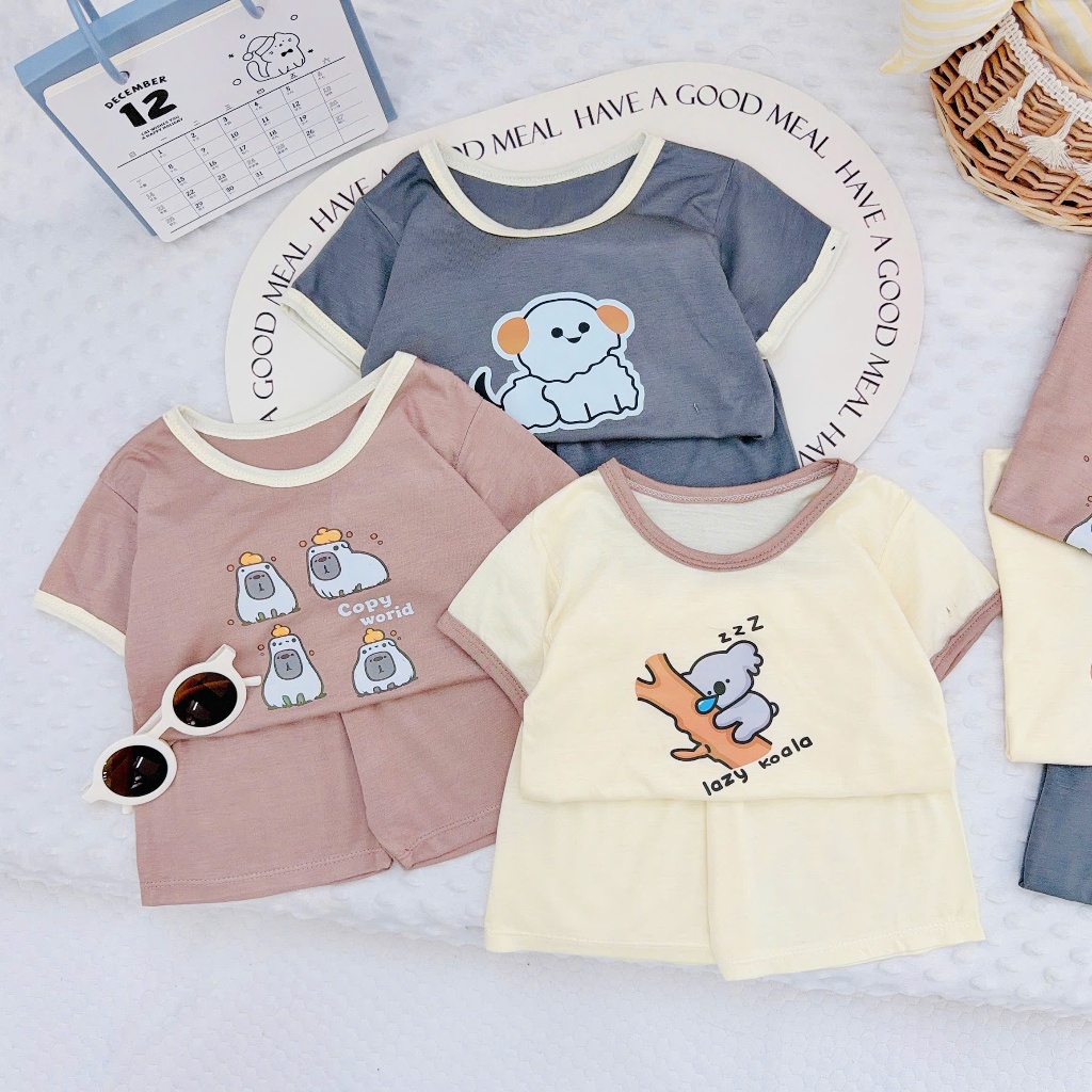 Bộ ngắn Tay màu BASIC HS cho bé mặc xuân hè 4 đến 15kg