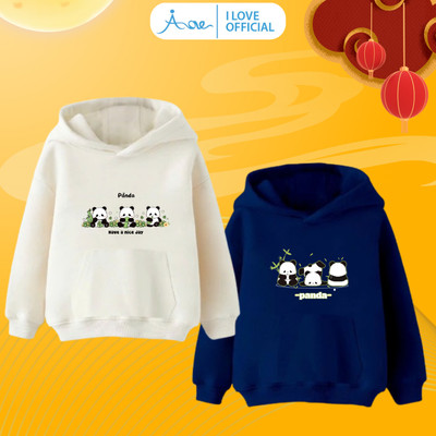 [MỚI] Áo hoodie cho bé AORE, Áo khoác nỉ dài tay phối túi có mũ in hình Gấu trúc Panda cho bé trai, bé gái từ 10-35kg