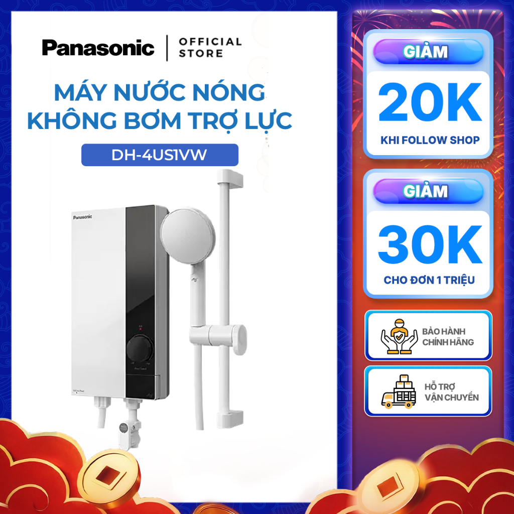 Máy nước nóng Panasonic model DH-4US1VW/ DH-4US1VS màu trắng, bạc công suất 4500W - KO GỒM PHÍ LẮP