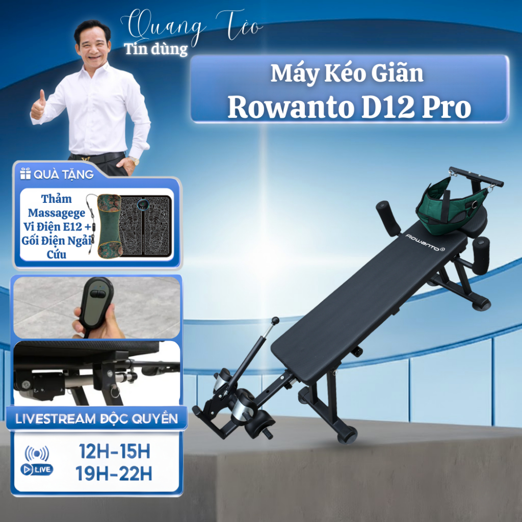Máy Kéo Giãn Cơ Lưng Bằng Điện Rowanto D12 Pro – Thân Cải Thiện Tình Trạng Cơ Lưng An Toàn Tại Nhà, 