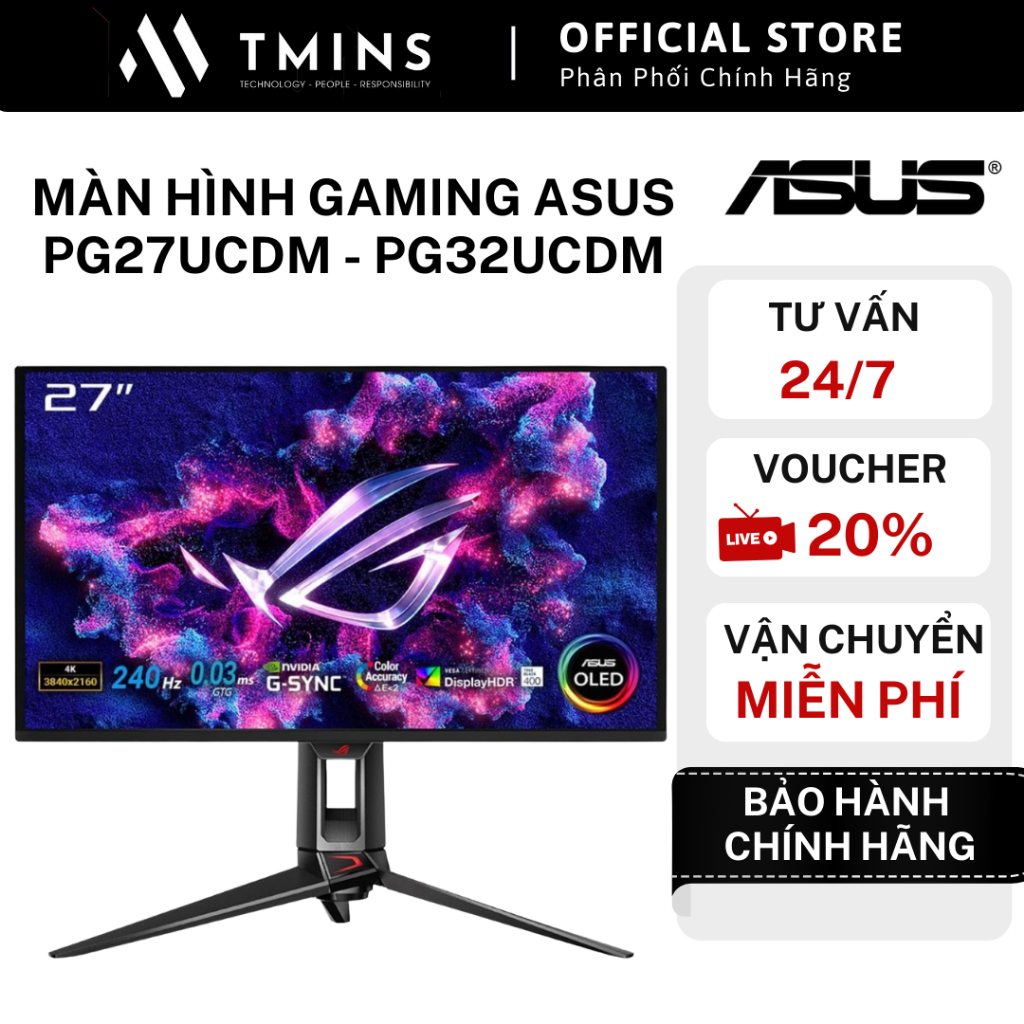 Màn Hình ASUS Gaming  ROG Swift OLED PG27UCDM - PG32UCDM (26.5/32 inch - 4K - OLED - 240Hz - 0.03ms)