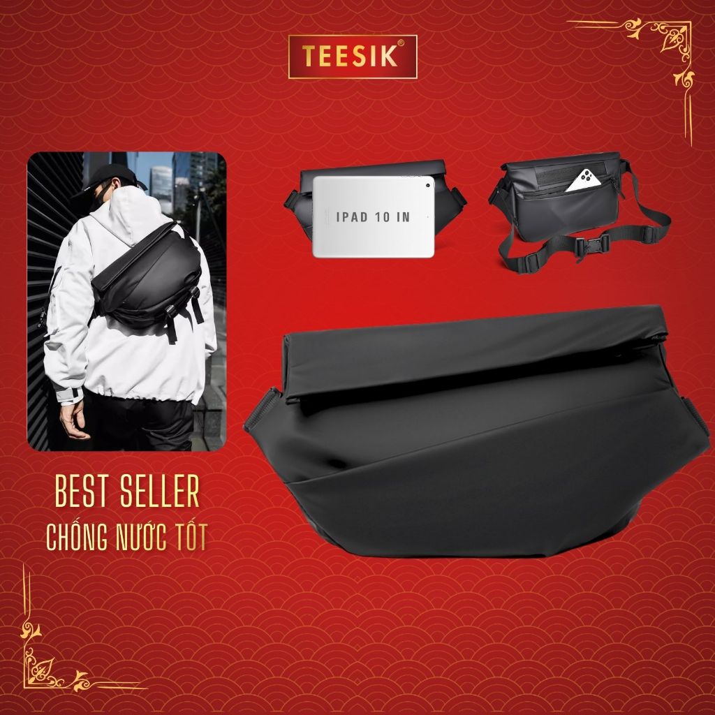 Túi đeo chéo nam khoá từ TEE SIK túi nam chống nước đựng ipad 10 in túi chéo nhiều ngăn TS40B