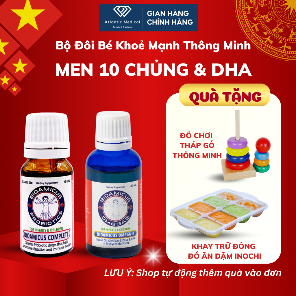 Bộ Đôi Bioamicus Men 10 Chủng Bioamicus Complete & Bioamicus Omega-3 DHA Bé Khoẻ Mạnh Thông Minh Có 