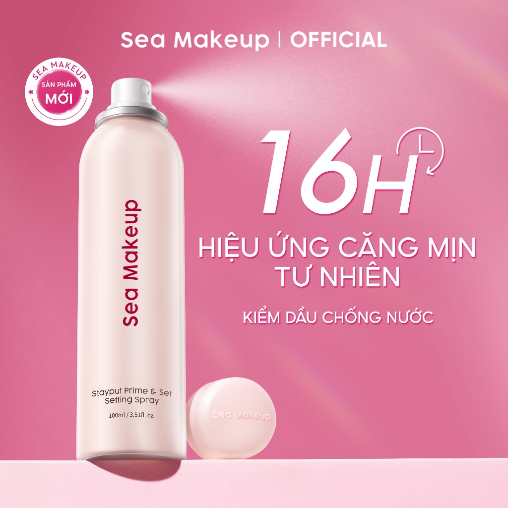 [MỚI] Xịt khoá nền Sea Makeup Setting Spray Hỗ trợ cố định lớp trang điểm dưỡng ẩm lâu trôi và hiệu quả lì mịn 100ml