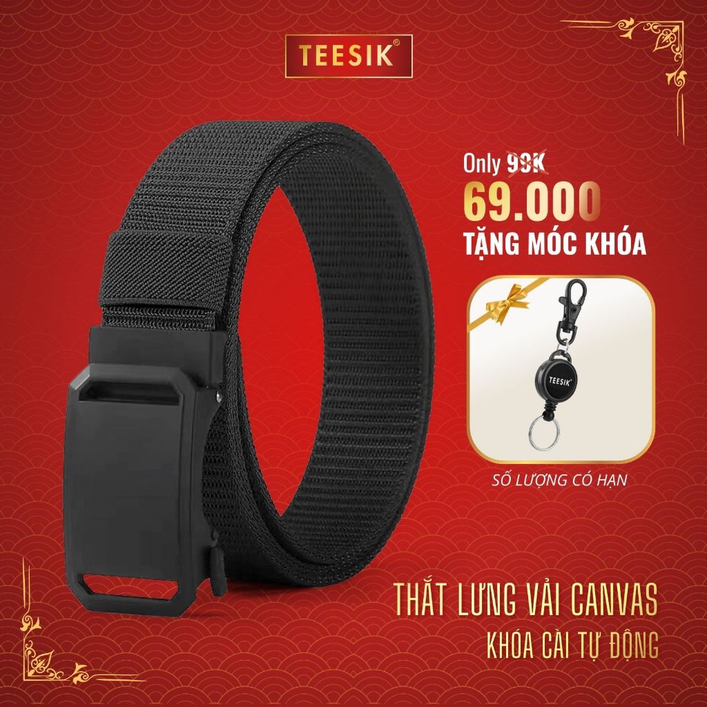 Thắt lưng nam TEE SIK dây lưng nam dây nịt vải canvas unisex khóa nhanh dễ dàng tháo lắp DN01-MK2