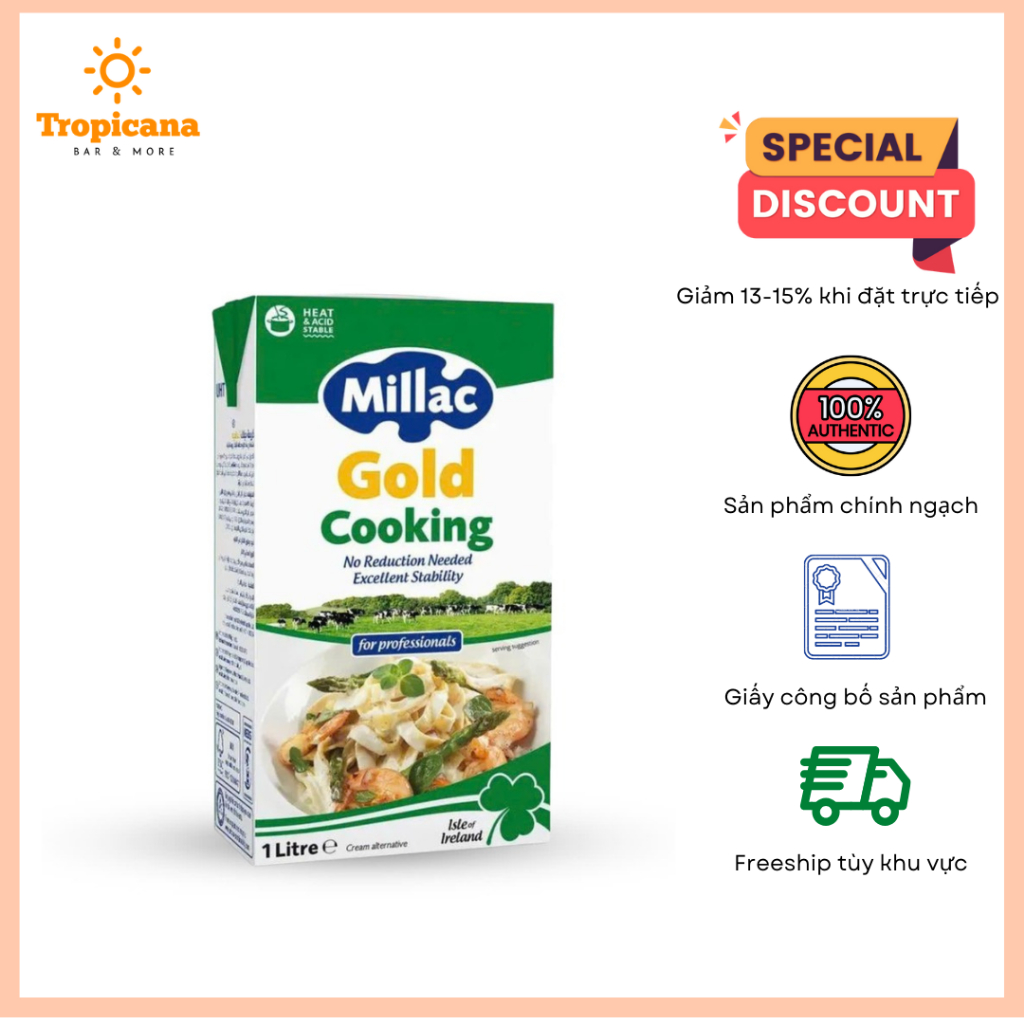 Kem nấu sữa tươi tiệt trùng Cooking Cream Millac - Hộp 1L