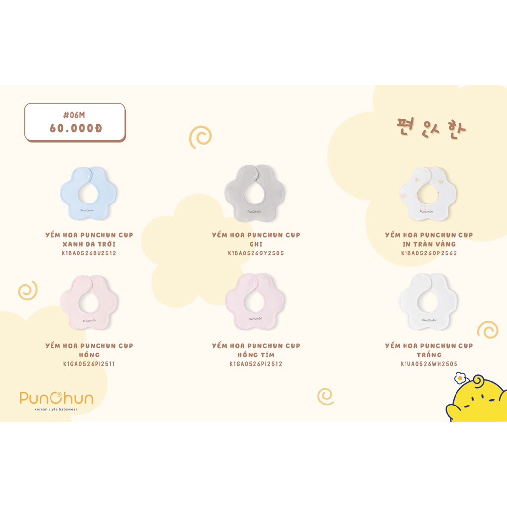 Punchun yếm hoa sơ sinh Punchun Cup - SS2026