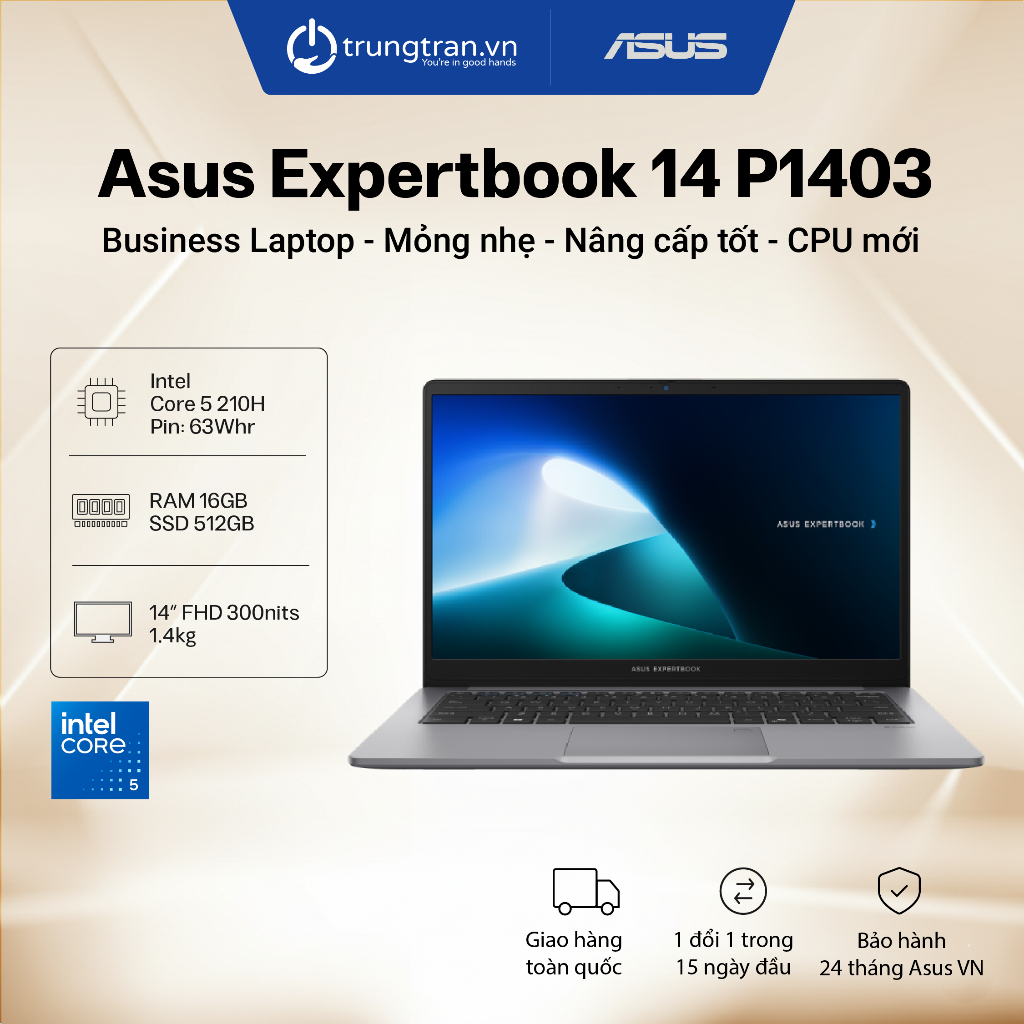 Laptop Asus Expertbook P1 P1403 | Core 5 210H | RAM 16GB | SSD512GB | 14" FHD IPS - Trung Trần Store