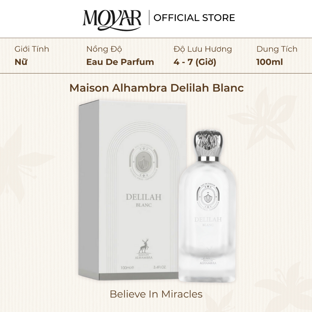 Nước Hoa Fullseal Lattafa Maison Alhambra Delilah Blanc EDP | Nước hoa nữ 100ml | Moyar Perfume