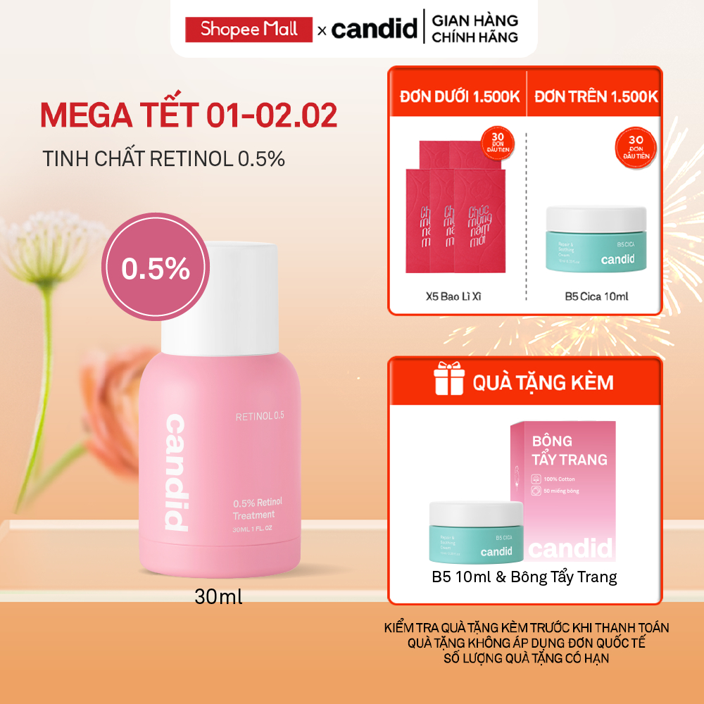 Tinh chất Retinol 0.5% Hỗ Trợ Cải Thiện Nền Da CANDID 0.5% Retinol Treatment 30ml
