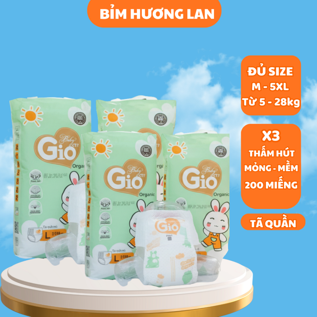 Bỉm Quần Baby Gio 50 miếng cao cấp giá rẻ siêu thấm hút, chống hăm