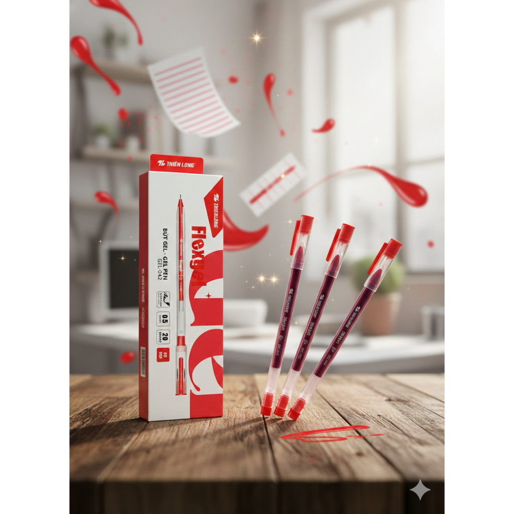 Combo 5 bút Gel Thiên Long mực đỏ - GEL 042