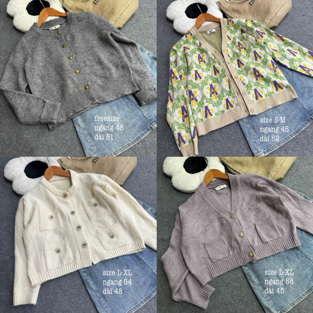 [2HAND]Áo khoác len,áo khoác cardigan tiểu thư 2hand phom Hàn