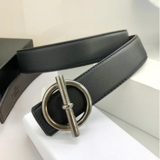 Dây Thắt Lưng Nam Da Mặt Cài Tròn, dây nịt nam công sở bản 3,3cm mặt o xiên tròn TL vàng trắng