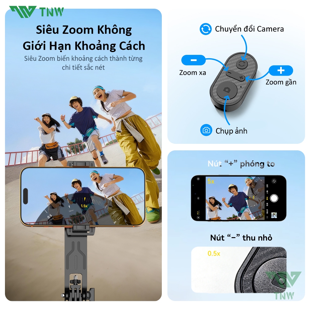 TNW S30 MAX Gậy chụp ảnh 3 chân AI Tripod điện thoại livestream 3 chân chắc chắn cao cấp xoay 360 độ | BigBuy360 - bigbuy360.vn