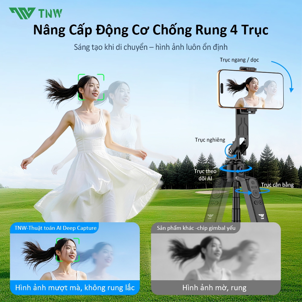 TNW S30 MAX Gậy chụp ảnh 3 chân AI Tripod điện thoại livestream 3 chân chắc chắn cao cấp xoay 360 độ | BigBuy360 - bigbuy360.vn