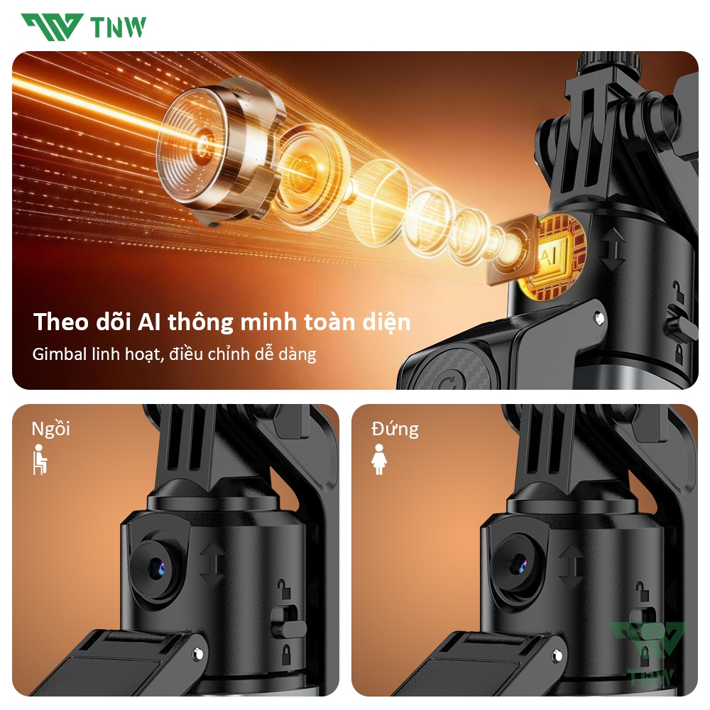 TNW S30 MAX Gậy chụp ảnh 3 chân AI Tripod điện thoại livestream 3 chân chắc chắn cao cấp xoay 360 độ | BigBuy360 - bigbuy360.vn