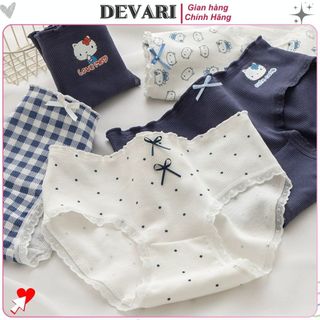 Quần lót nữ cotton cao cấp co giãn linh hoạt cạp vừa tôn dáng viền ren hoạt tiết cute LANIXA L2509