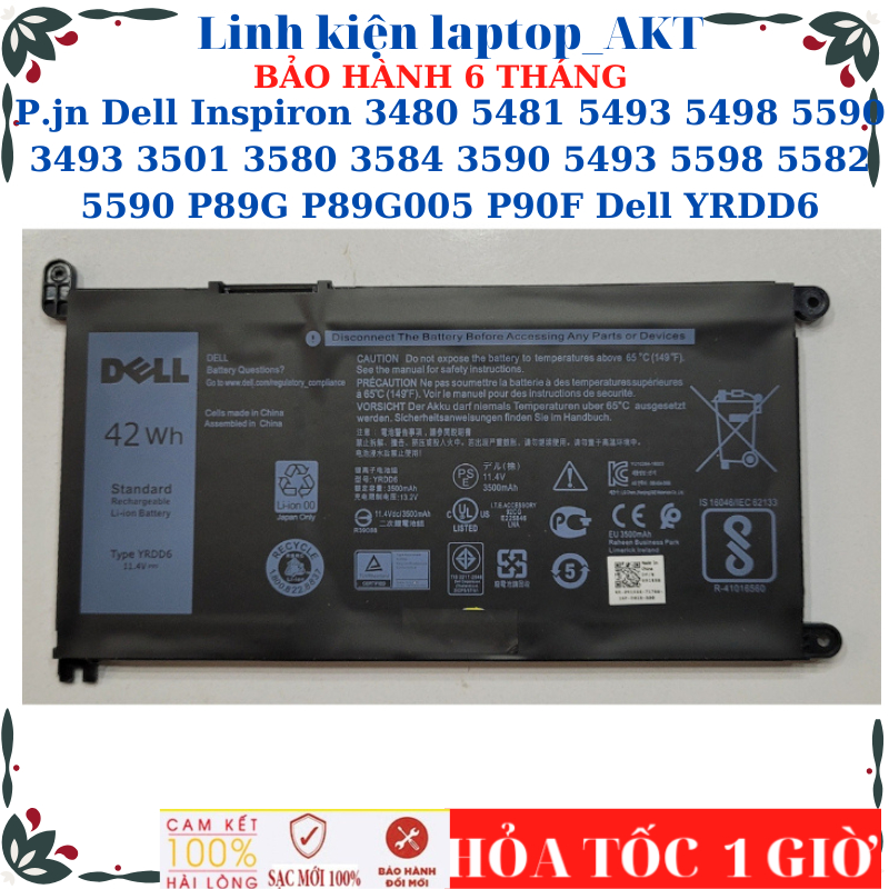 Sạc Pin Dell Inspiron 3480 5481 5493 5498 5590 3493 3501 3580 3584 3590 5493 5598 5582 5590 P89G P89