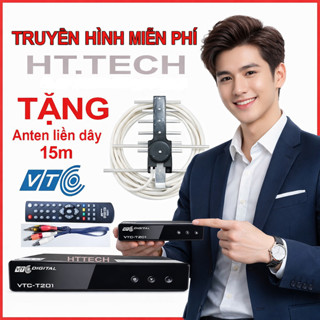 Đầu thu truyền hình  xem TV miễn phí số mặt đất VTC T201 model 2025 tặng anten liền dây 15m