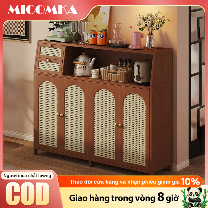 Kệ Tủ Bếp Bằng Mây Tự Nhiên Thiết Kế Ấm Áp Kết Hợp Lưu Trữ Và Trang Trí Hoàn Hảo