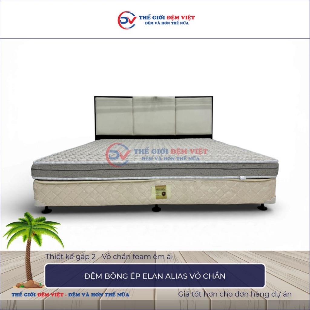 Đệm bông ép Elan Alias vỏ chần foam - Bông kháng khuẩn - Thiết kế gấp 2 - Chính hãng