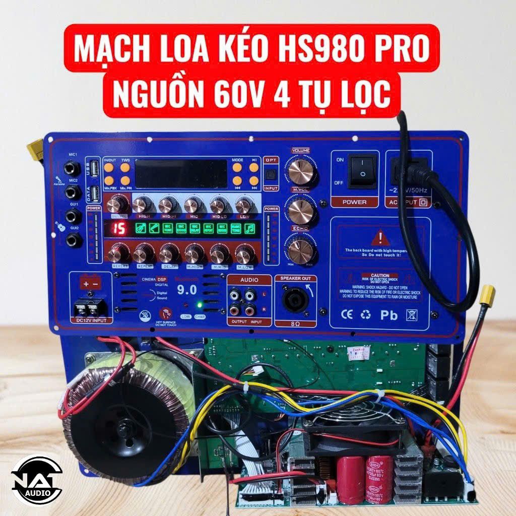 Mạch loa kéo công suất lớn HS980 Pro phiên bản nâng cấp 450W + micro chọn lọc