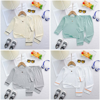 DT010(9-30kg) Bộ Dài Tay Phối Nút Chất Thun Lạnh Mềm Mịn Cho Bé Trai Bé Gái