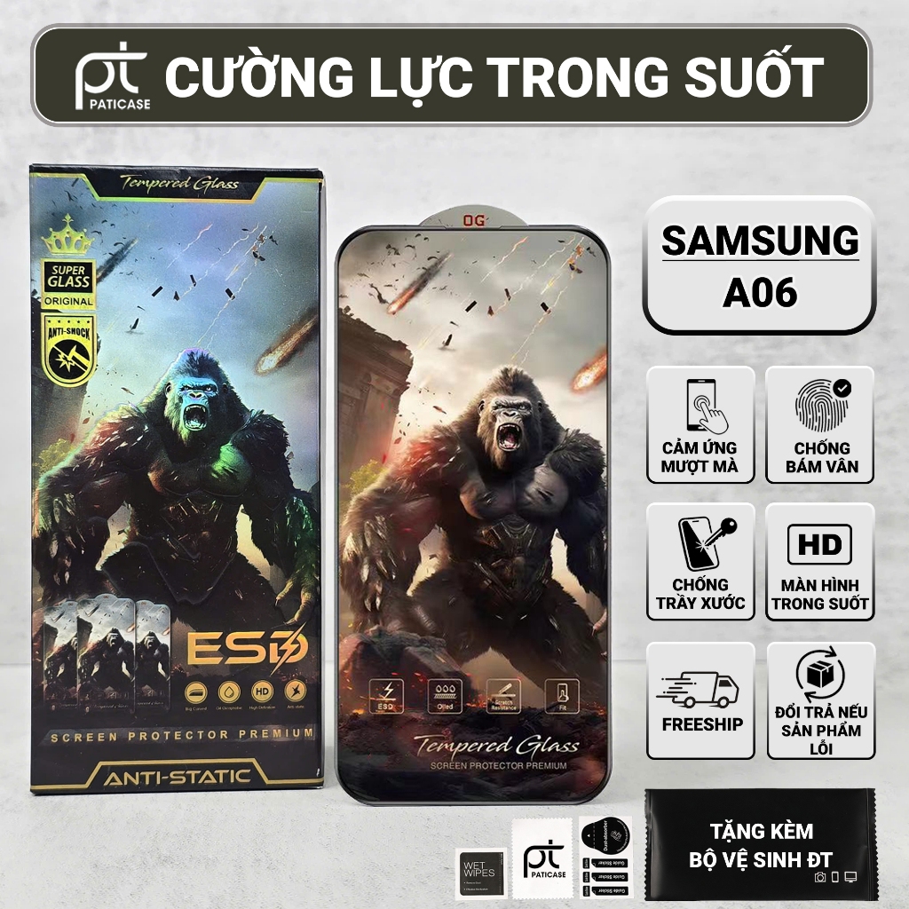 Cường lực Samsung A06 4G,5G Paticase chiến binh full màn | Miếng kính dán bảo vệ màn hình cho ss gal