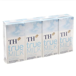 Lốc 4 hộp sữa tươi tiệt trùng nguyên chất (không đường) TH true milk 180ml