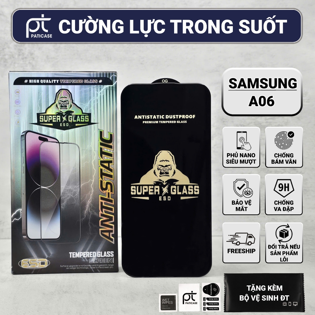 Cường lực Samsung A06 4G/5G Paticase full màn | Miếng kính dán bảo vệ màn hình cho ss galaxy